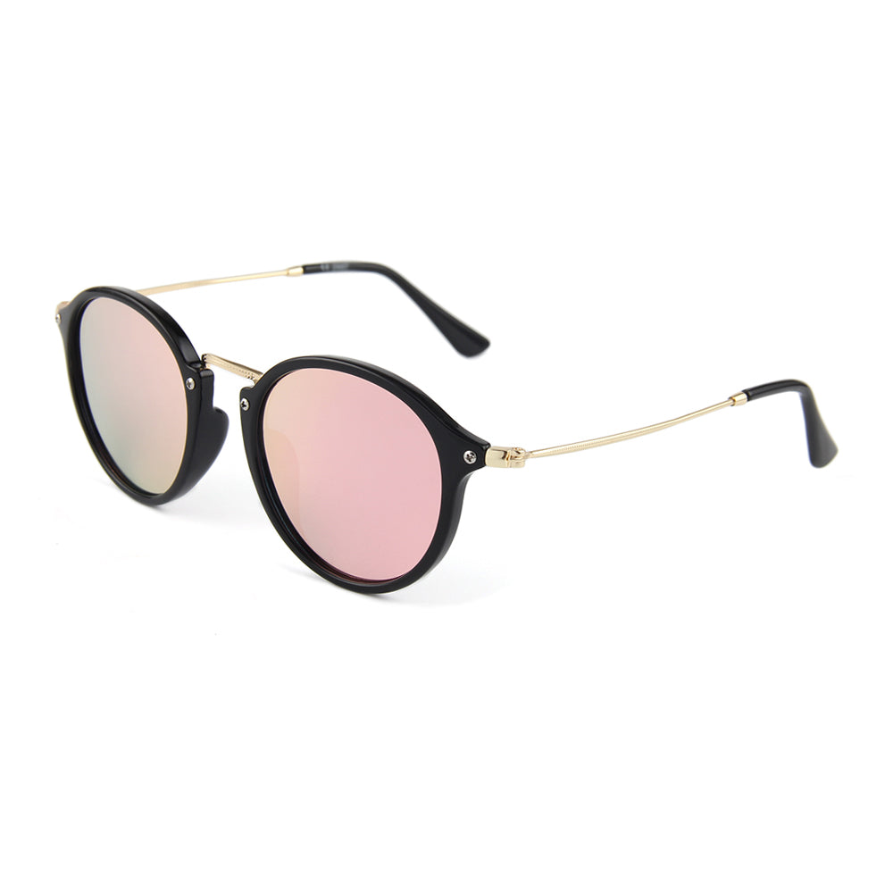 Slim metal cat eye sunglasses with gold frame and pink lenses – Hot Futures