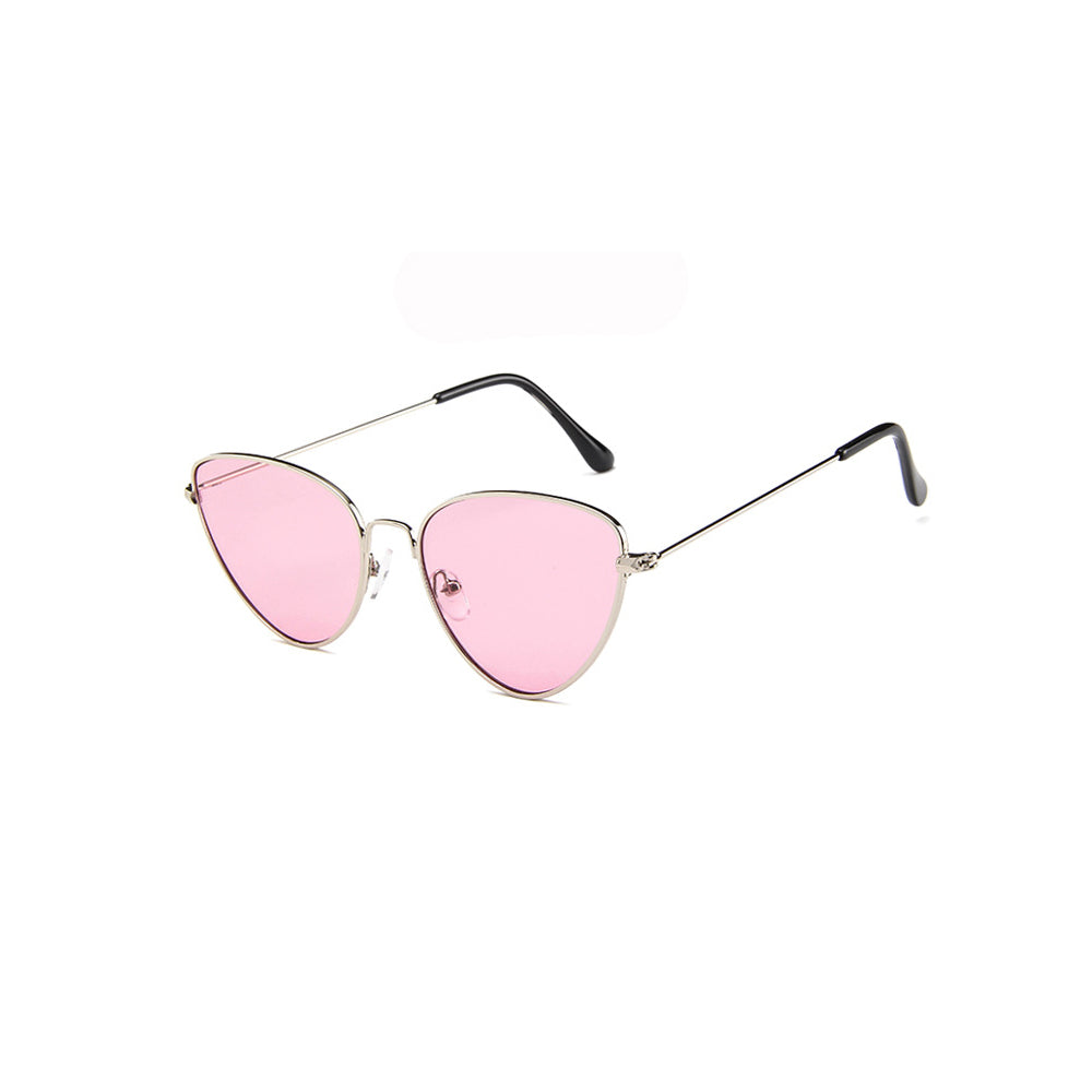 Slim metal cat eye sunglasses with gold frame and pink lenses – Hot Futures